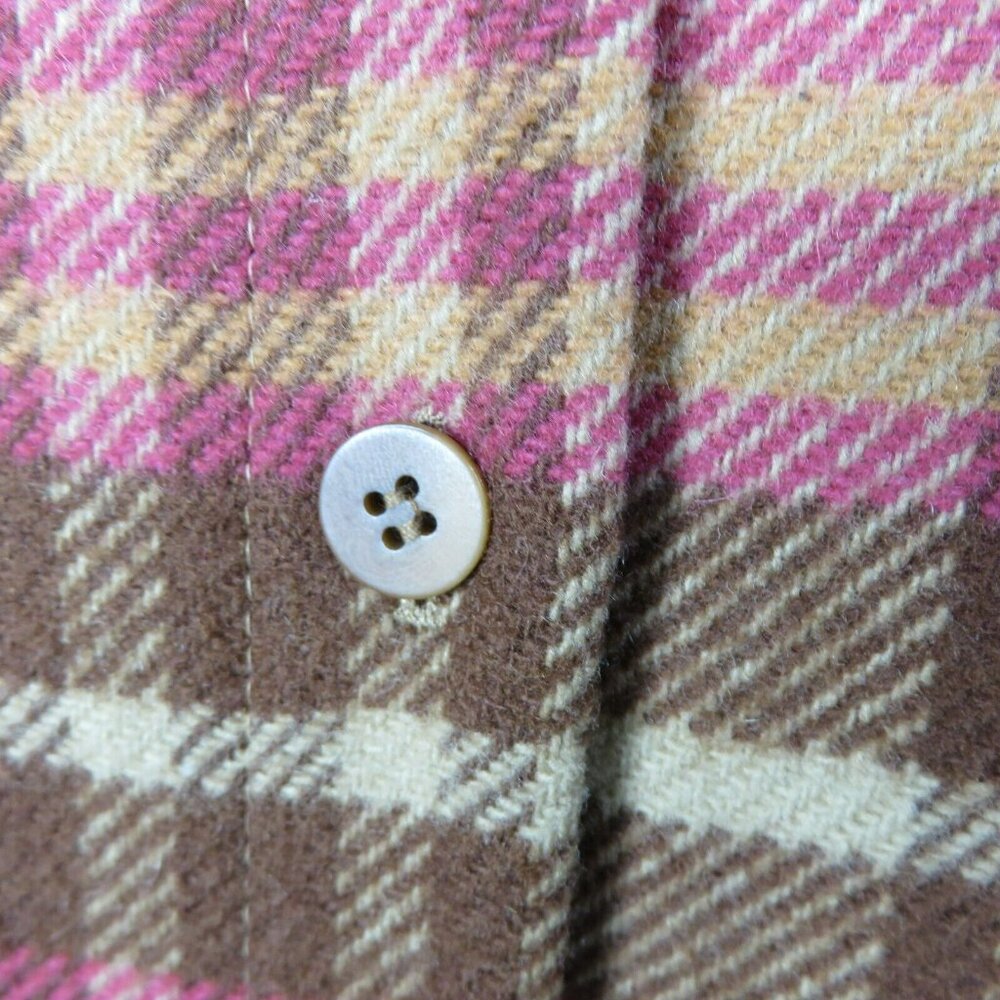 Pendleton Plaid Jacket FLAW Camel Brown Pink Wool & Lambswool  Lined Coat - Picture 4 of 15